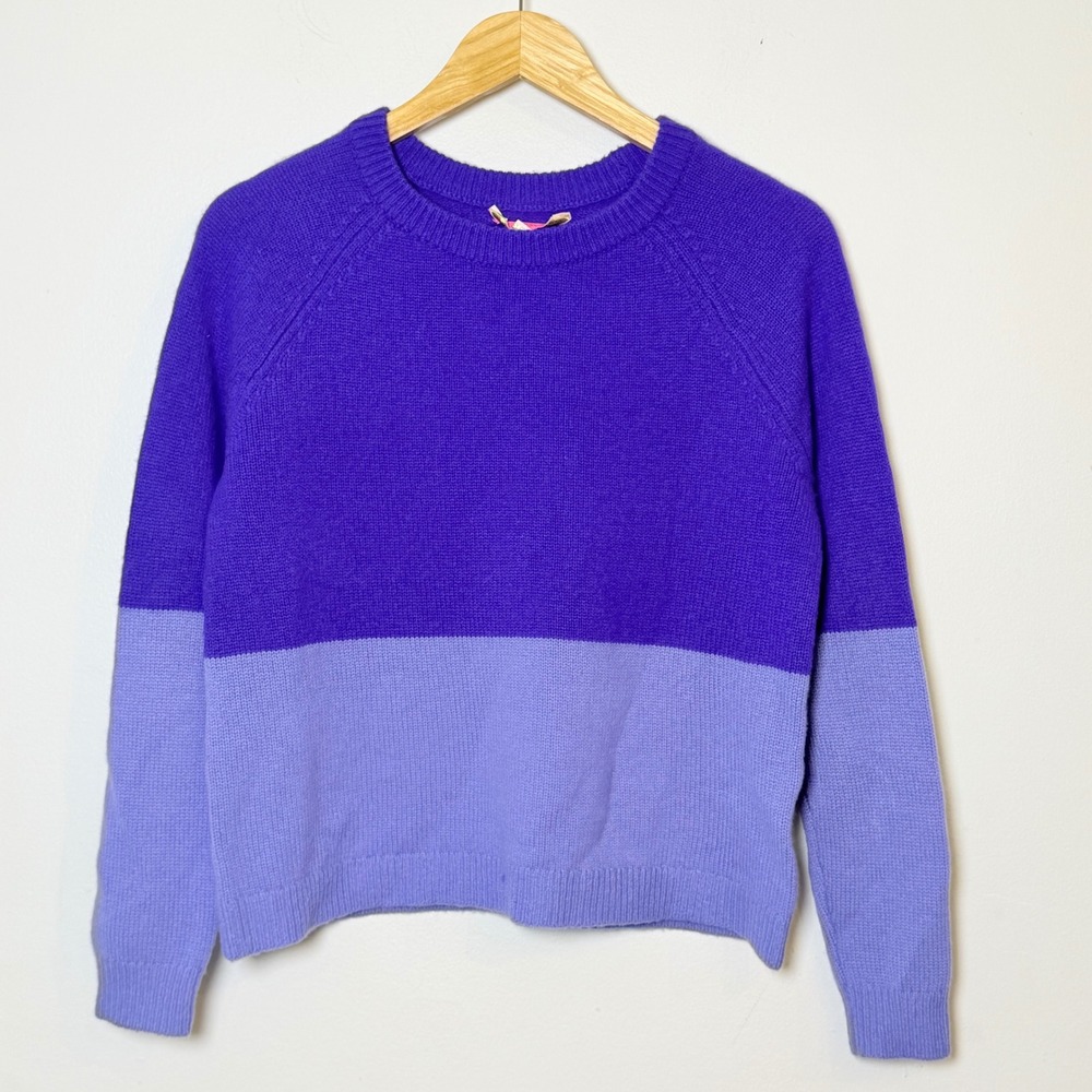 Lilly Pulitzer 100% Cashmere Colorblock Sweater Crewneck Purple Lavender Medium